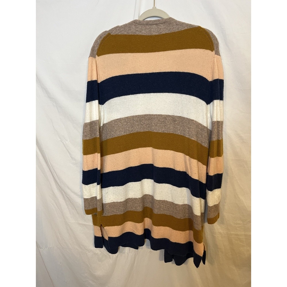 Madewell Striped Long Cardigan Wool Alpaca Blend Sweater L Women's Preppy - Picture 3 of 4